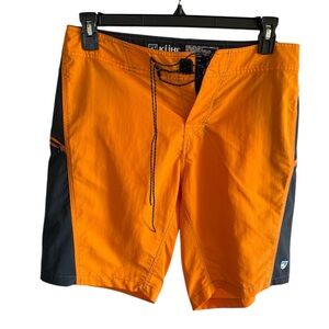 Kuhl Men’s Orange and Black Sporty Surf Swim Board Shorts Trunks, size 33